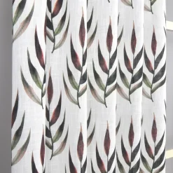 Gardiner Mönstrade<Nordisk Textil Amaya gardin - Stilrent bladmotiv i grönt och rött
