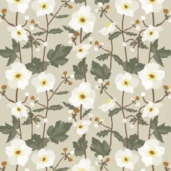 Gardintyger Mönstrade|Arvidssons Textil<Arvidssons textil Anemon beige tyg