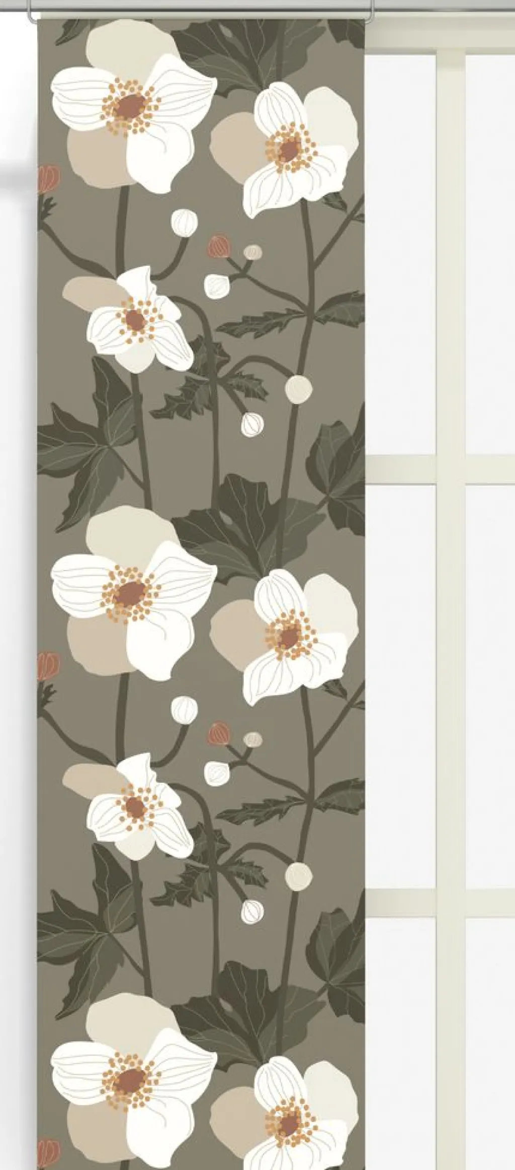 Panelgardiner<Arvidssons textil Anemon grön panelgardiner