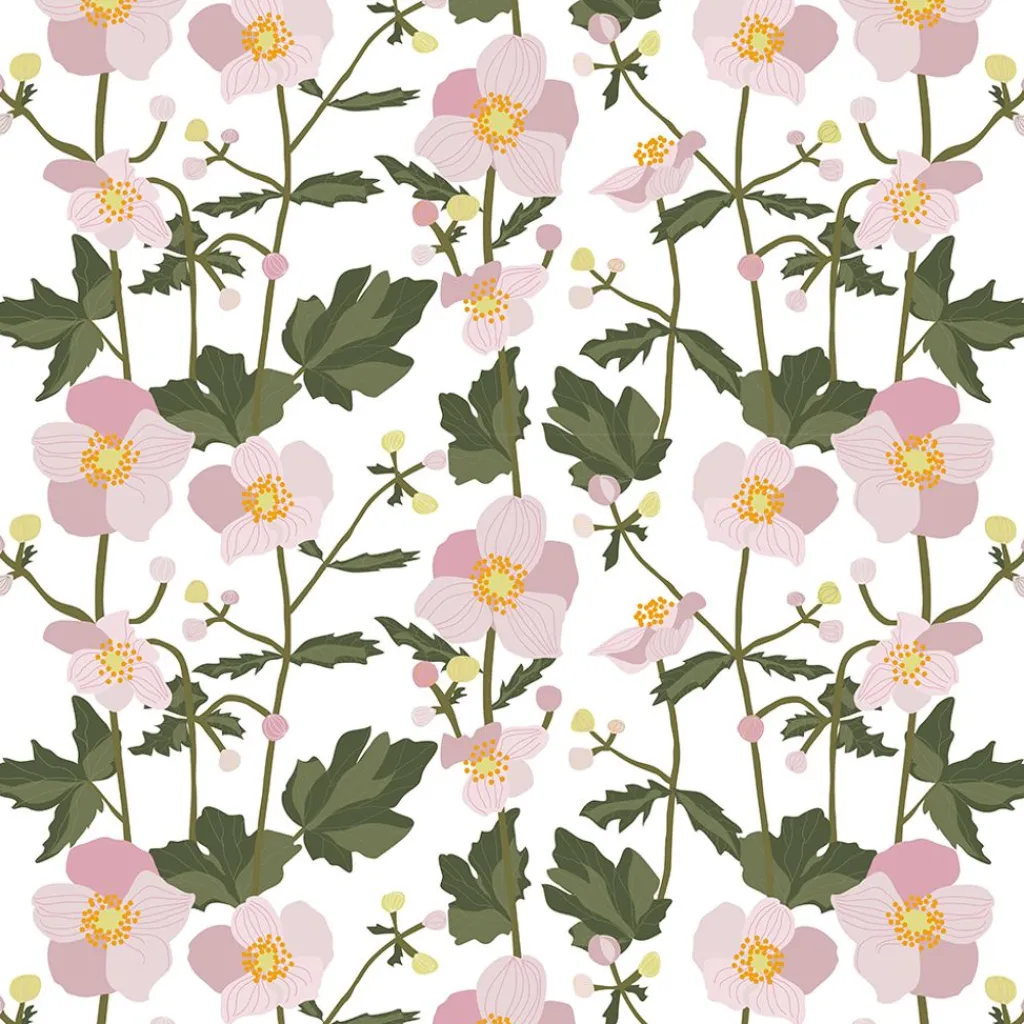 Gardintyger Mönstrade|Arvidssons Textil<Arvidssons textil Anemon rosa tyg