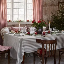 Juldukar|Bordsduk<Redlunds Anna mörkgrön bordsduk – Randig duk i bomull 140x250 cm