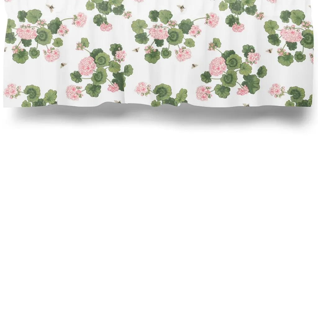 Gardinkappor Mönstrade<Arvidssons textil Astrid Rosa Gardinkappa Metervara med Pelargoner