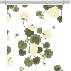 Panelgardiner<Arvidssons textil Astrid Vaniljgul Panelgardiner med Pelargoner