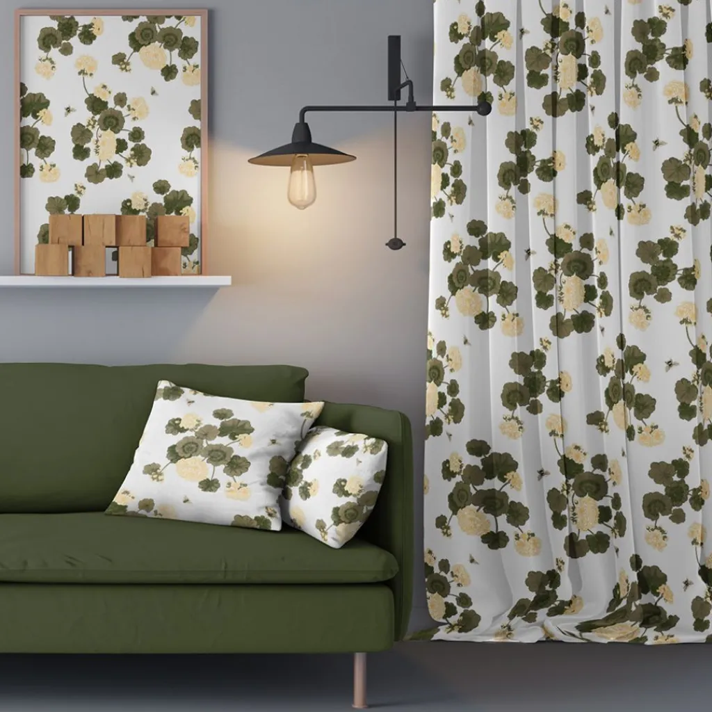 Gardintyger Mönstrade|Arvidssons Textil<Arvidssons textil Astrid vaniljgul tyg