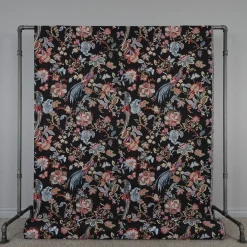 Blommiga Möbeltyger|Mönstrade Möbeltyger<Nordisk Textil Bailey svart gobeläng