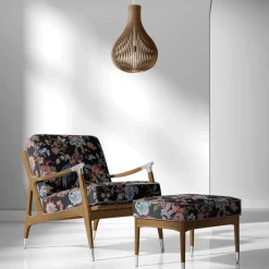 Blommiga Möbeltyger|Mönstrade Möbeltyger<Nordisk Textil Bailey svart gobeläng