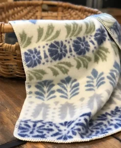 Babyfiltar<Kerstin Landström Design Barnfilt Arvet blå-grön i lammull -