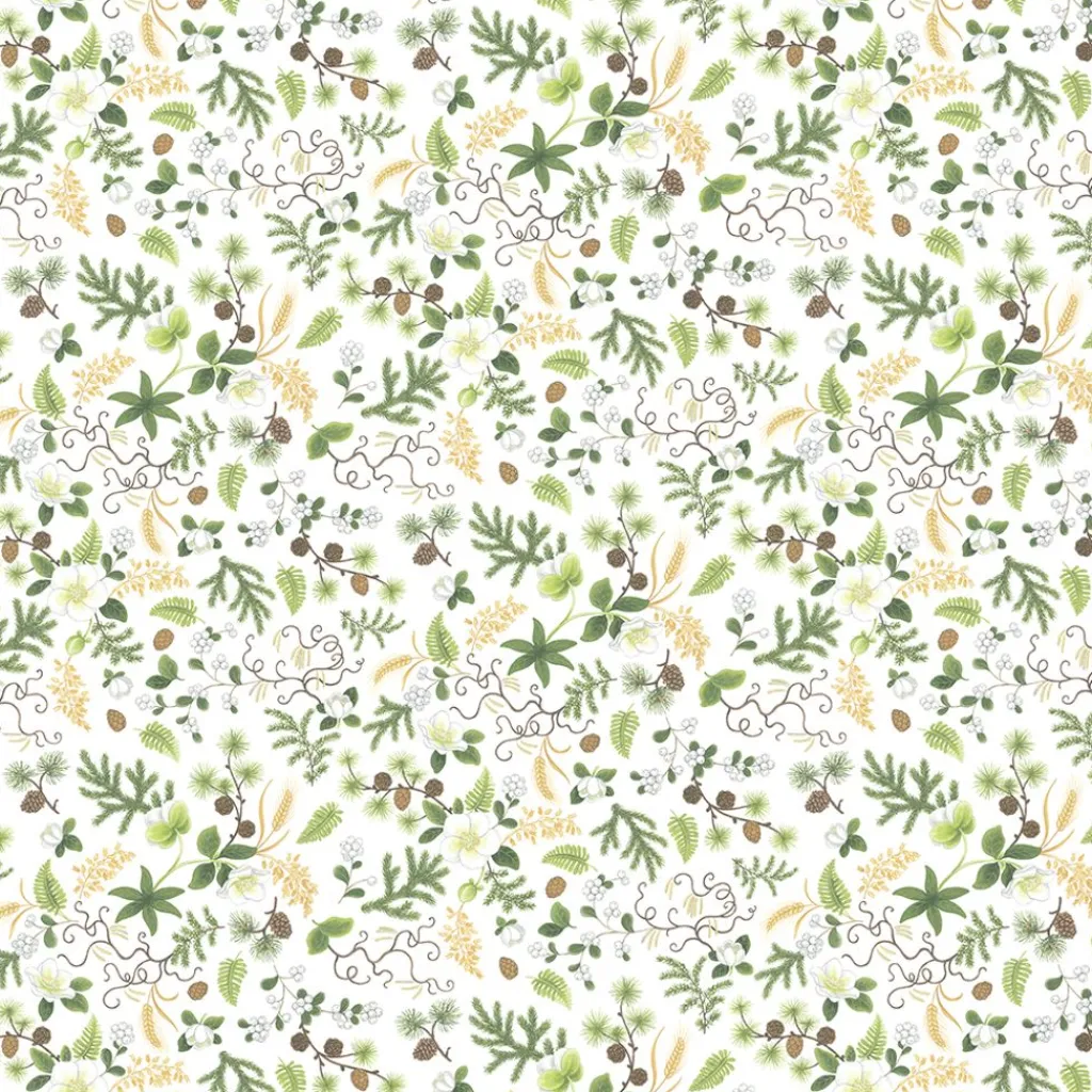 Gardintyger Mönstrade|Arvidssons Textil<Arvidssons textil Barr & Blom offwhite - blommig tyg i bomull