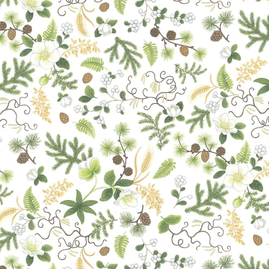 Gardintyger Mönstrade|Arvidssons Textil<Arvidssons textil Barr & Blom offwhite - blommig tyg i bomull