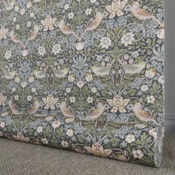 Arts & Crafts Tyger|Gardintyger Mönstrade<Nordisk Textil Beautiful birds grå-blå tyg