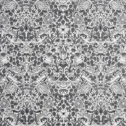 Arts & Crafts Tyger|Gardintyger Mönstrade< Birds and roses vit-svart tyg