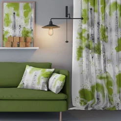 Gardintyger Mönstrade|Arvidssons Textil<Arvidssons textil Björkar grön tyg