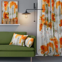 Gardintyger Mönstrade|Arvidssons Textil<Arvidssons textil Björkar orange tyg
