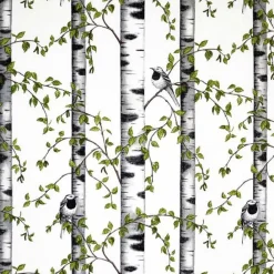 Arvidssons Textil|Gardintyger Mönstrade<Arvidssons textil Björkdungen vit tyg