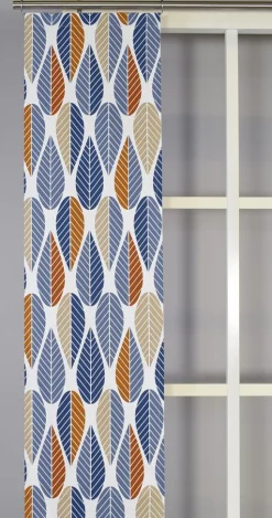 Panelgardiner<Arvidssons textil Blader blå panelgardiner
