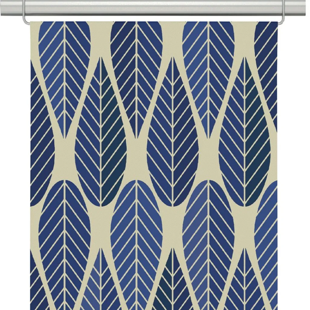 Panelgardiner<Arvidssons textil Blader culla blå panelgardiner