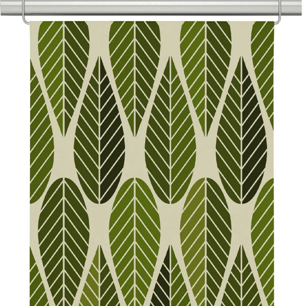 Panelgardiner<Arvidssons textil Blader culla grön panelgardiner