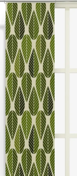Panelgardiner<Arvidssons textil Blader culla grön panelgardiner