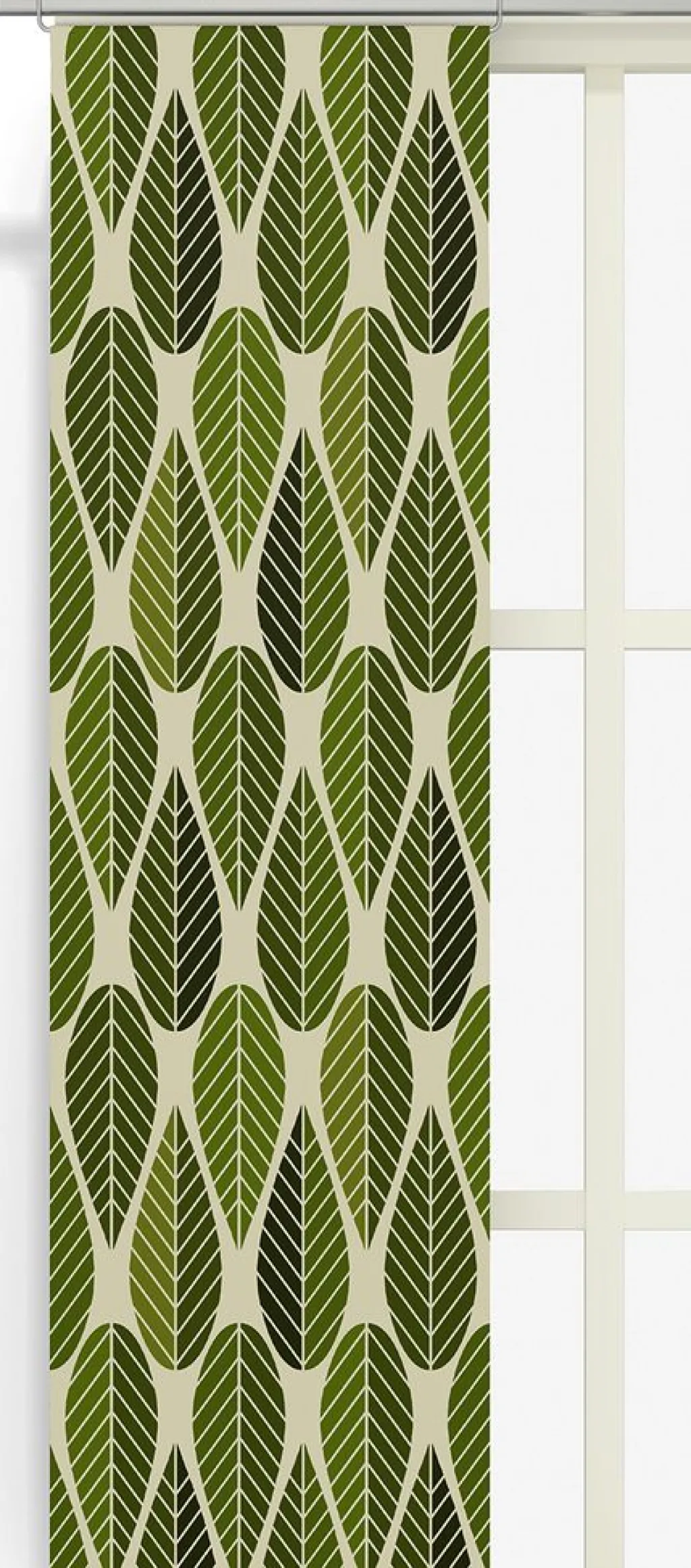 Panelgardiner<Arvidssons textil Blader culla grön panelgardiner