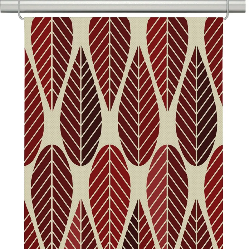 Julgardiner|Panelgardiner<Arvidssons textil Blader culla röd panelgardiner