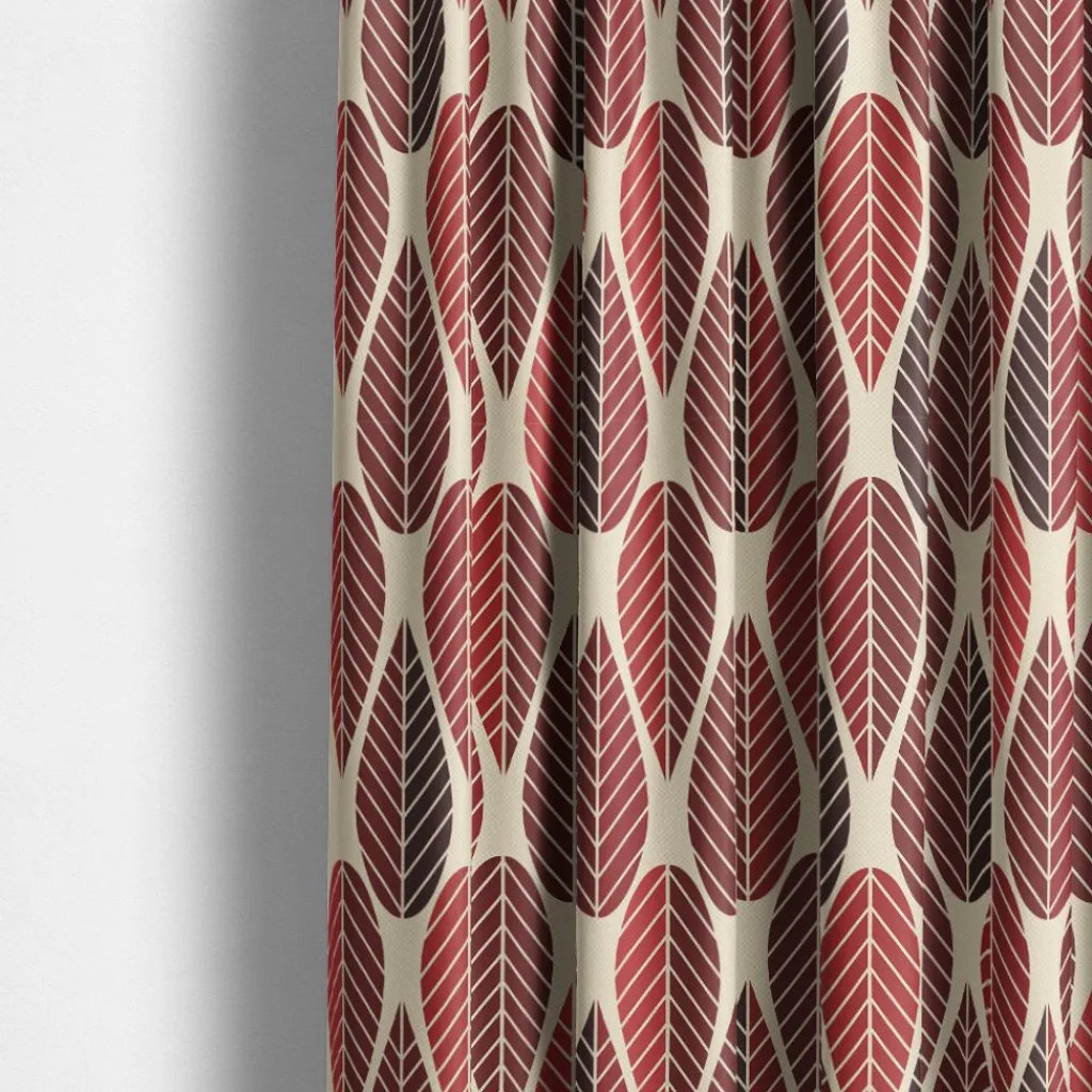 Gardintyger Mönstrade|Arvidssons Textil<Arvidssons textil Blader culla röd tyg