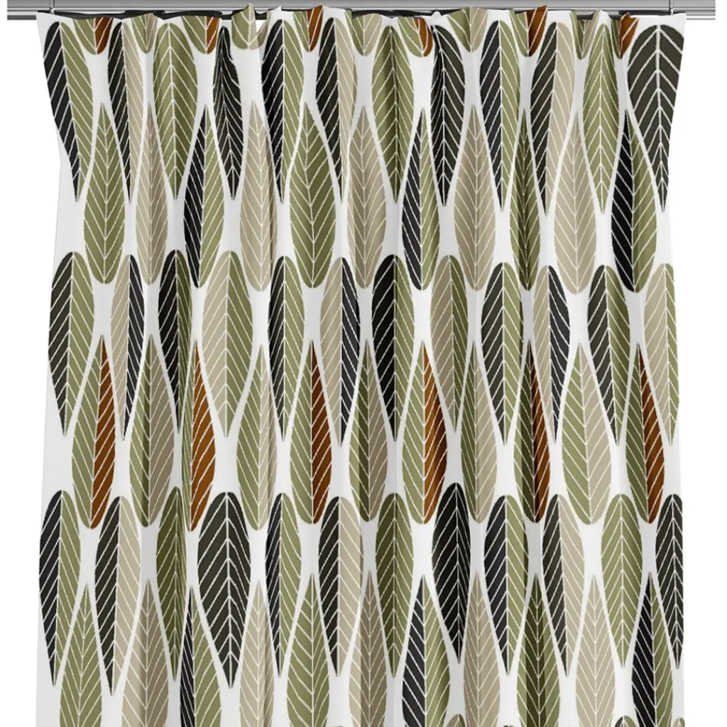 Gardiner Mönstrade<Arvidssons textil Blader grön-beige gardiner