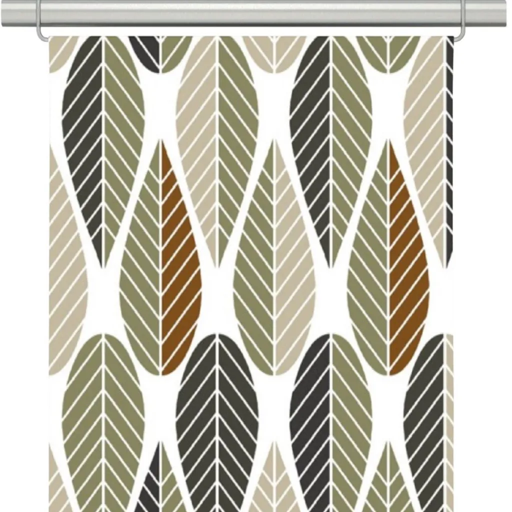 Panelgardiner<Arvidssons textil Blader grön-beige panelgardiner
