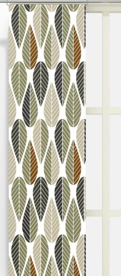 Panelgardiner<Arvidssons textil Blader grön-beige panelgardiner