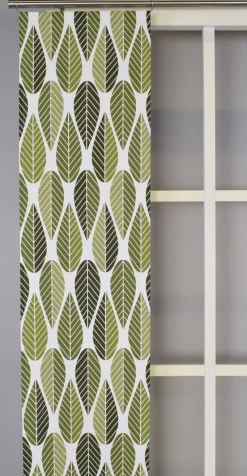 Panelgardiner<Arvidssons textil Blader grön panelgardiner