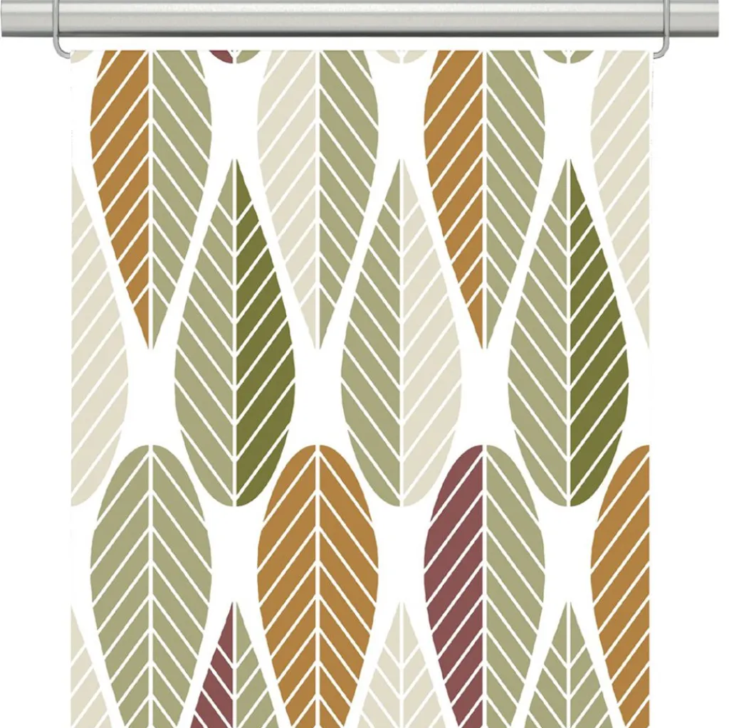 Panelgardiner<Arvidssons textil Blader grön-rost panelgardiner