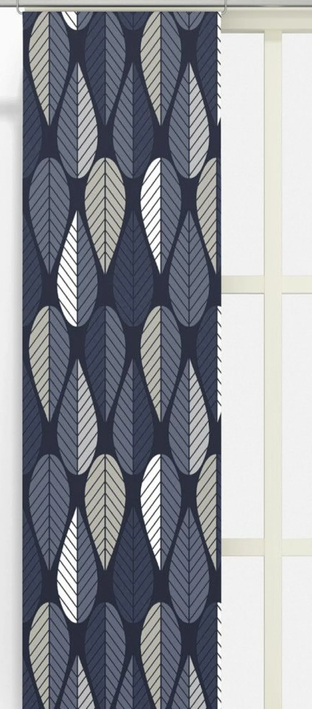 Panelgardiner<Arvidssons textil Blader mörkblå panelgardiner