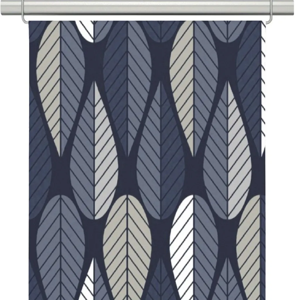 Panelgardiner<Arvidssons textil Blader mörkblå panelgardiner