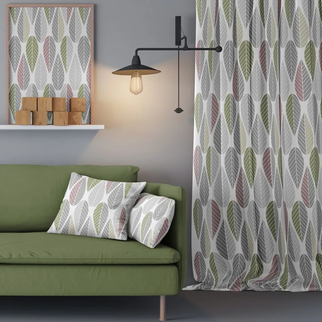 Gardiner Mönstrade<Arvidssons textil Blader rosa gardiner