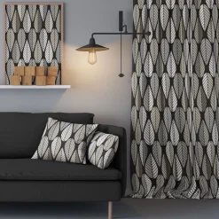 Gardiner Mönstrade<Arvidssons textil Blader svart gardiner
