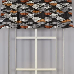 Gardinkappor Mönstrade<Arvidssons textil Blader svart-orange gardinkappa metervara