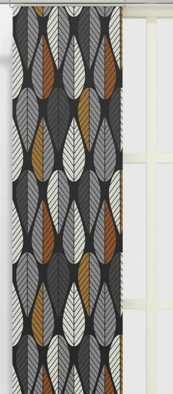 Panelgardiner<Arvidssons textil Blader svart-orange panelgardiner