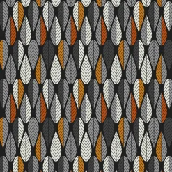 Gardintyger Mönstrade|Arvidssons Textil<Arvidssons textil Blader svart-orange tyg