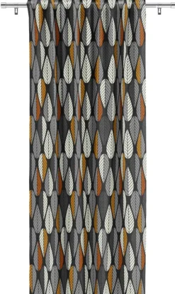 Gardintyger Mönstrade|Arvidssons Textil<Arvidssons textil Blader svart-orange tyg