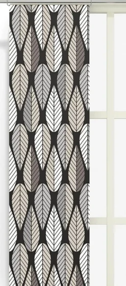 Panelgardiner<Arvidssons textil Blader svart panelgardiner