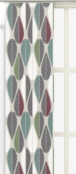 Panelgardiner<Arvidssons textil Blader vinröd panelgardiner