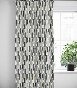 Gardiner Mönstrade<Arvidssons textil Blader vit-grå gardiner