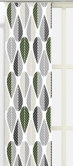Panelgardiner<Arvidssons textil Blader vit-grå panelgardiner