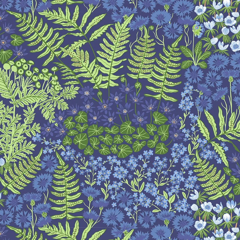Brickor<Arvidssons textil Blå Blom blå bricka 27×20cm