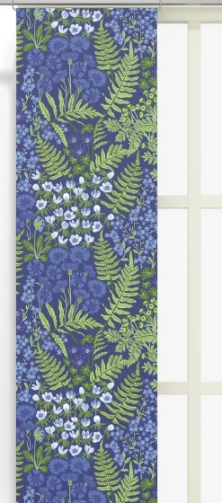 Panelgardiner<Arvidssons textil Blå Blom blå panelgardiner