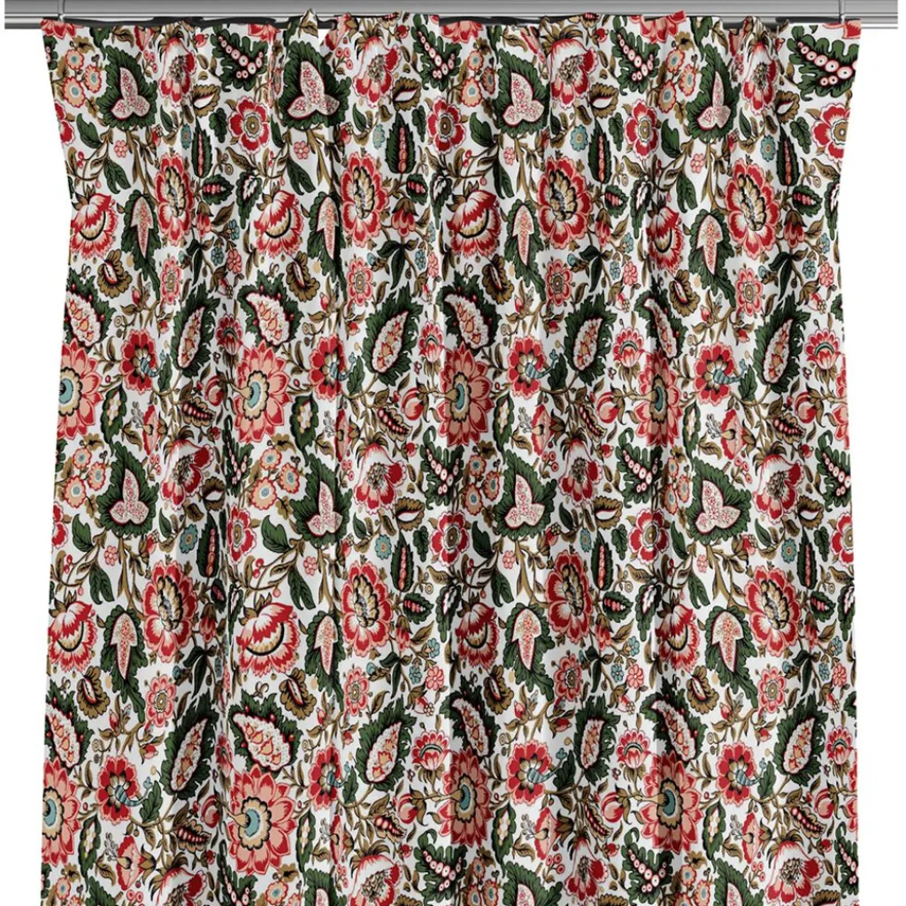 Gardiner Mönstrade<Nordisk Textil Blombacka mörkgrön gardiner