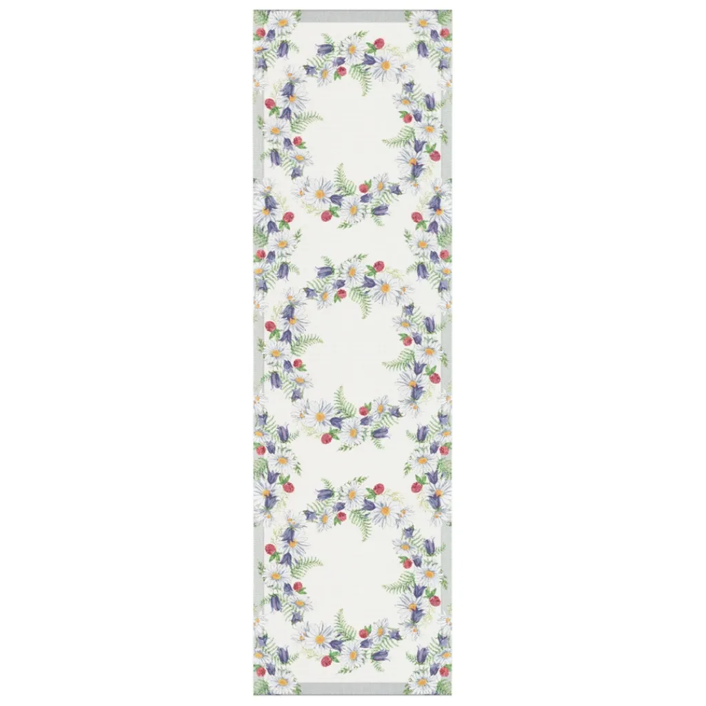 Bordslöpare|Ekelund Löpare<Ekelund Blomkrans löpare 35X120 - s Linneväveri