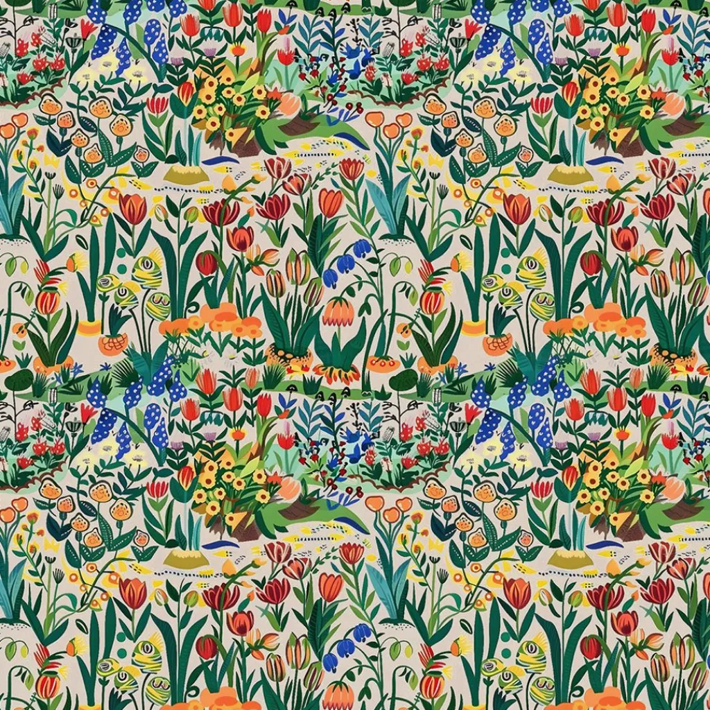 Gardintyger Mönstrade<Nordisk Textil Blomsterdröm tyg - En hyllning till vilda blommor i full blom