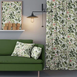 Gardiner Mönstrade<Arvidssons textil Blomsterlund grön - gardiner
