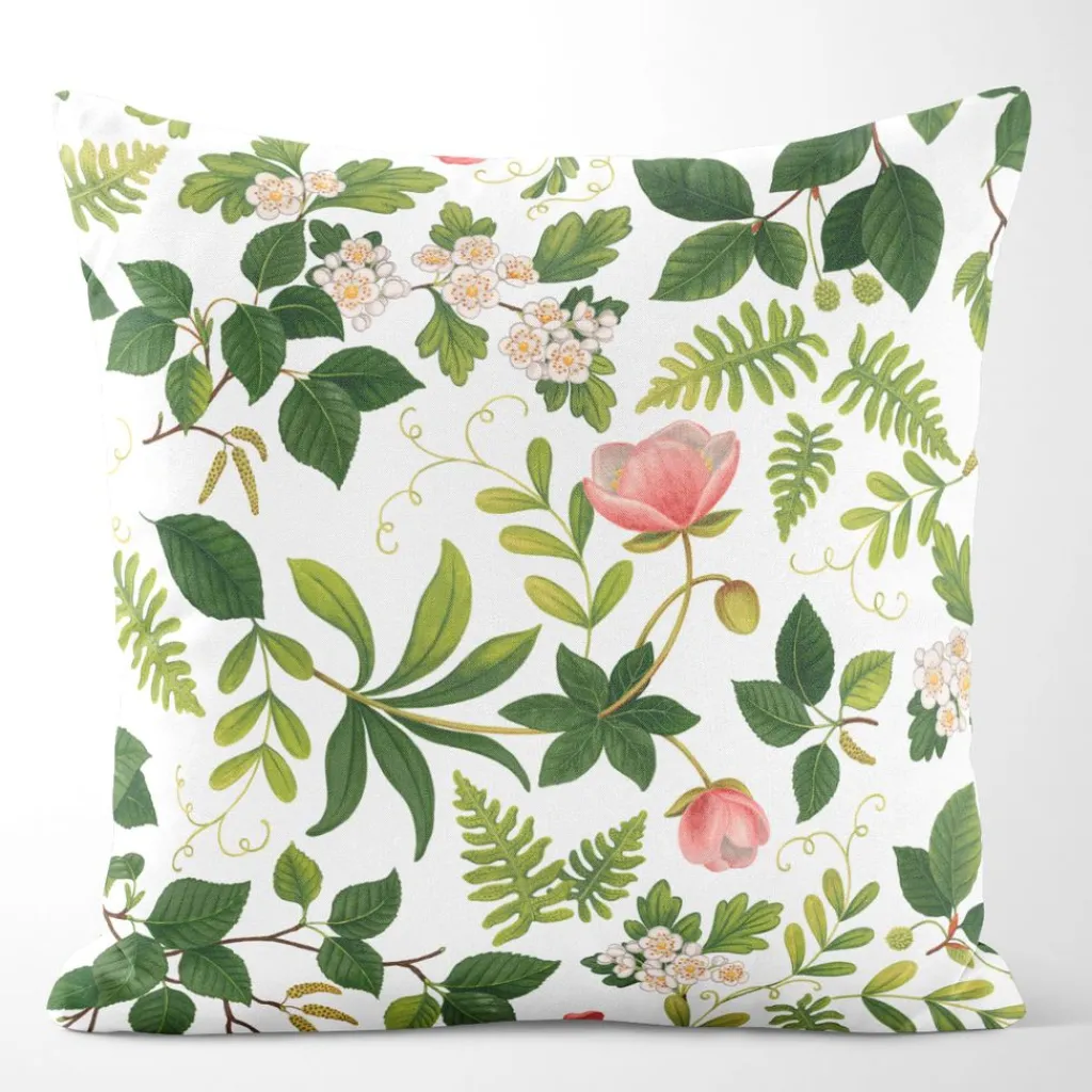 Mönstrade Kuddfodral<Arvidssons textil Blomsterlund grön - kuddfodral