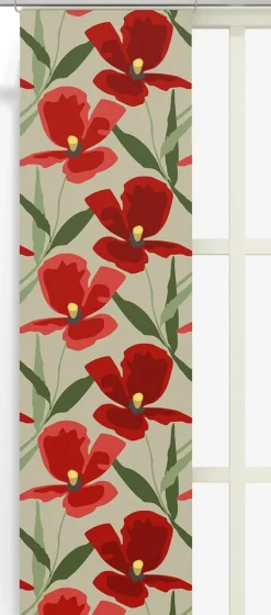 Panelgardiner<Arvidssons textil Blomsterskrud culla röd panelgardiner